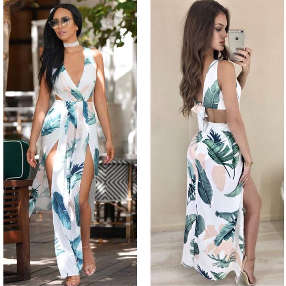 All I Got Floral Print Boho Front Slits Maxi Dress - Picture 2 of 6